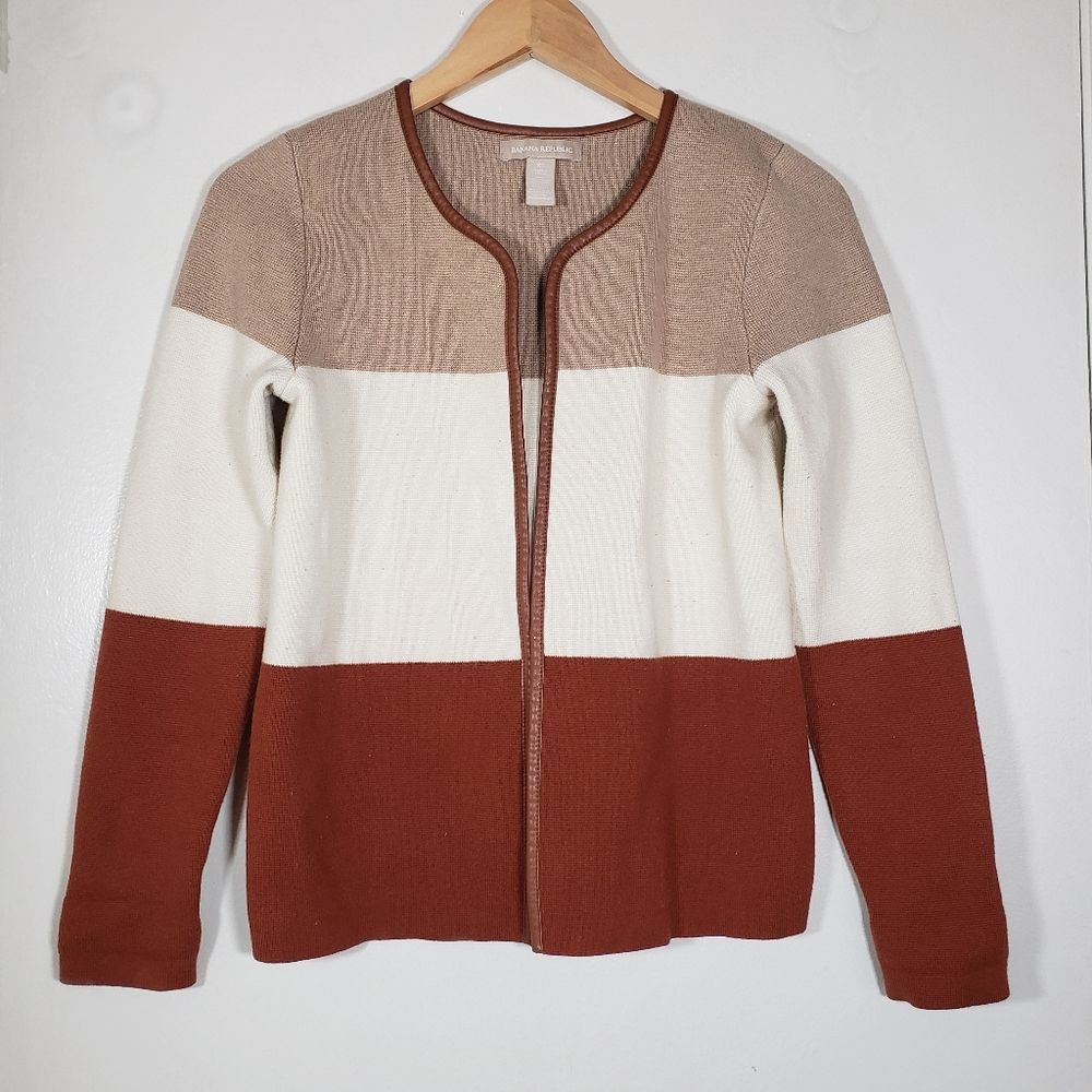 Banana Republic Colorblock Cardigan - Tan, Cream, Brown
